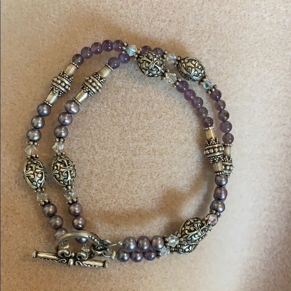Sterling silver and lavender bracelet